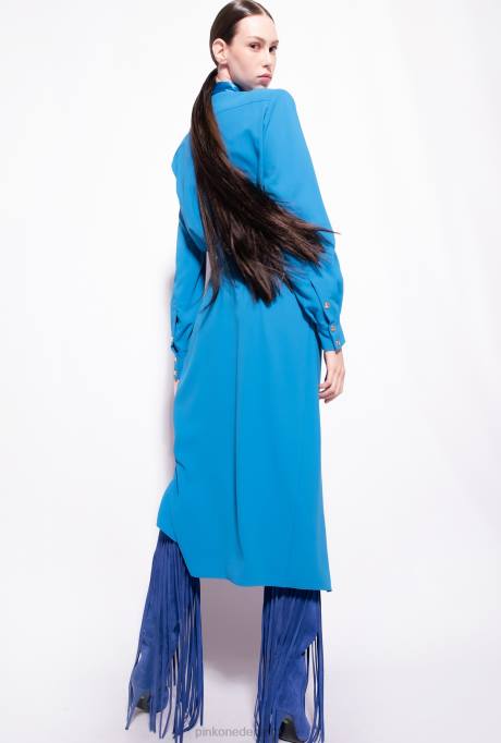 halflange jurken | L48889 vloeiende crêpe wikkeljurk Pinko directeur blauw