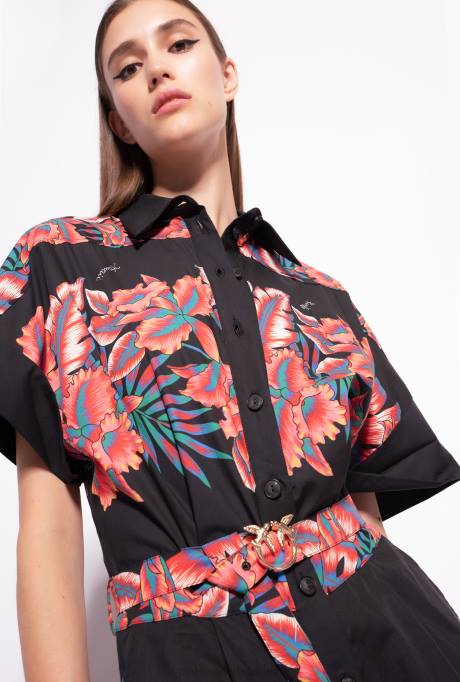 jumpsuits en tuinbroeken | L488103 Playsuit met tropische print Pinko multi. zwart rood