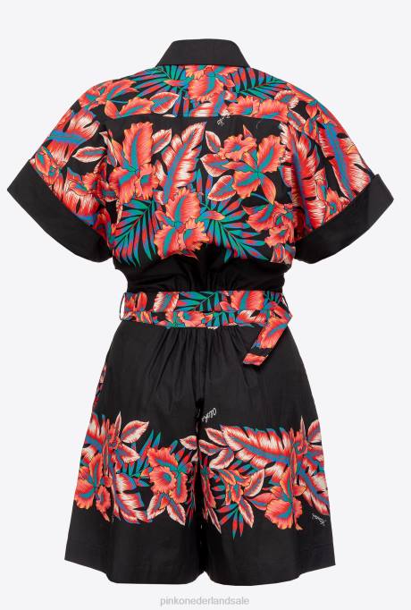 jumpsuits en tuinbroeken | L488103 Playsuit met tropische print Pinko multi. zwart rood