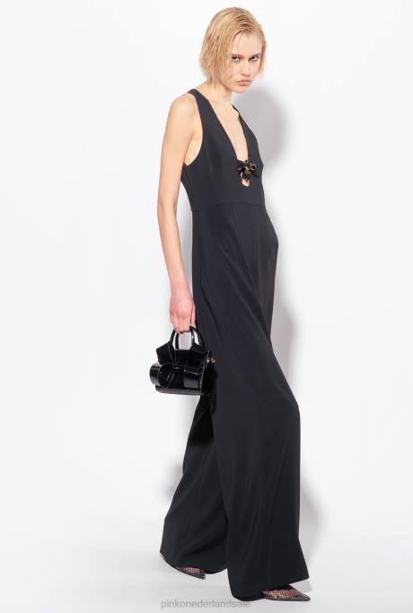 jumpsuits en tuinbroeken | L488108 jumpsuit met bloem broche Pinko limousine zwart