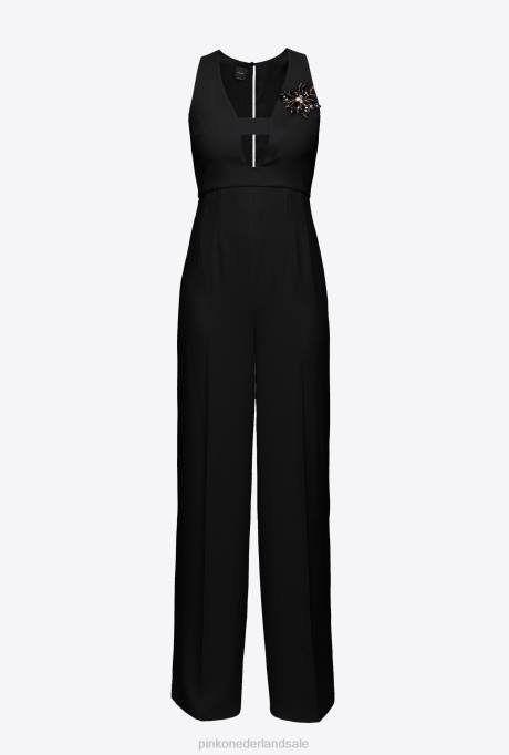 jumpsuits en tuinbroeken | L488108 jumpsuit met bloem broche Pinko limousine zwart