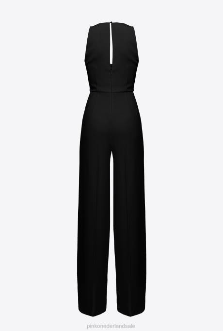 jumpsuits en tuinbroeken | L488108 jumpsuit met bloem broche Pinko limousine zwart