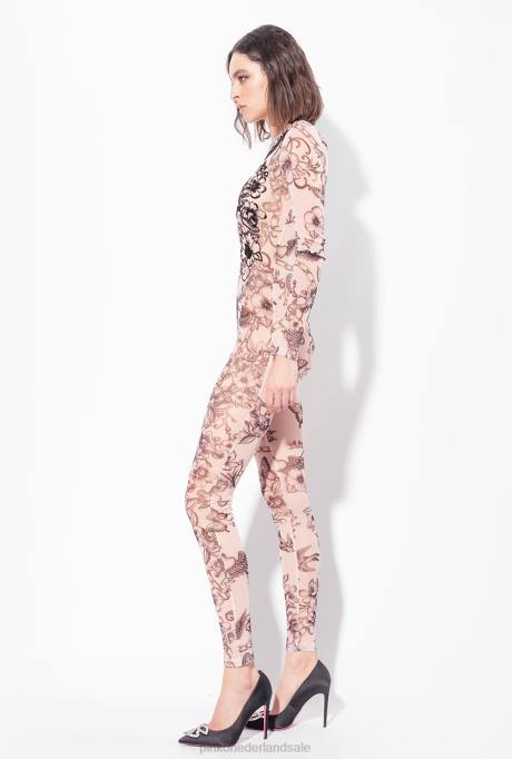 jumpsuits en tuinbroeken | L488115 Jumpsuit met tatoeageprint en borduursel Pinko naakt/zwart