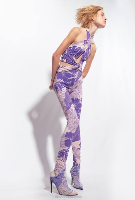 jumpsuits en tuinbroeken | L488130 getailleerde jumpsuit met bloemenprint Pinko nude/paars