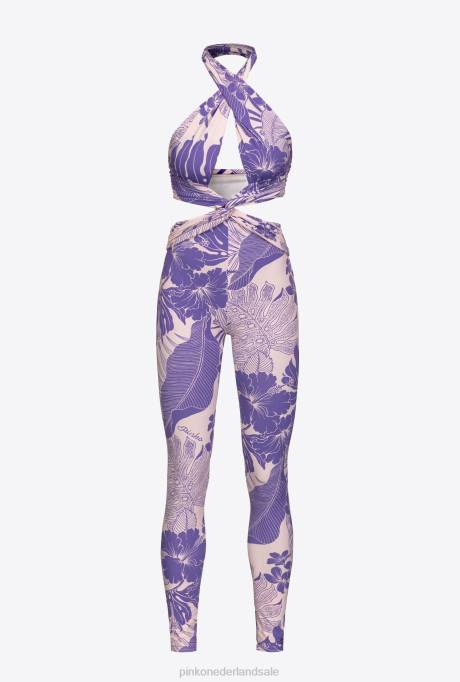 jumpsuits en tuinbroeken | L488130 getailleerde jumpsuit met bloemenprint Pinko nude/paars
