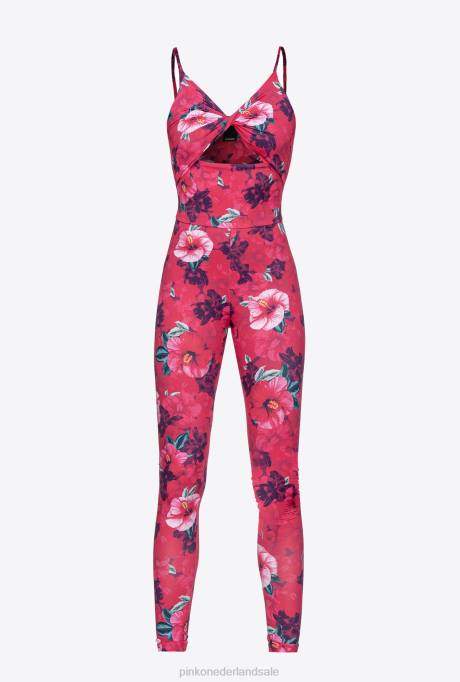jumpsuits en tuinbroeken | L488140 slimfit jumpsuit met hibiscusprint Pinko multi. fuchsia/roze