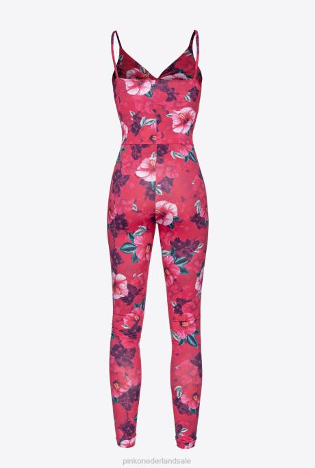jumpsuits en tuinbroeken | L488140 slimfit jumpsuit met hibiscusprint Pinko multi. fuchsia/roze