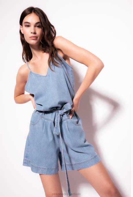 jumpsuits en tuinbroeken | L488152 vloeiende denim playsuit Pinko lichte wassing