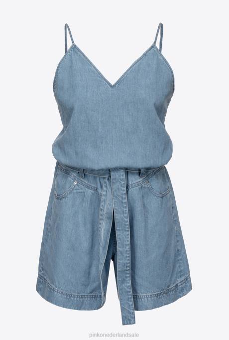 jumpsuits en tuinbroeken | L488152 vloeiende denim playsuit Pinko lichte wassing