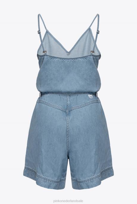 jumpsuits en tuinbroeken | L488152 vloeiende denim playsuit Pinko lichte wassing