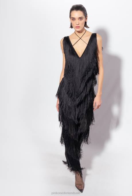 jumpsuits en tuinbroeken | L488159 jumpsuit met franjes Pinko limousine zwart