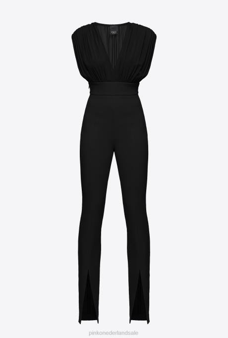 jumpsuits en tuinbroeken | L48825 jumpsuit met splitten Pinko limousine zwart