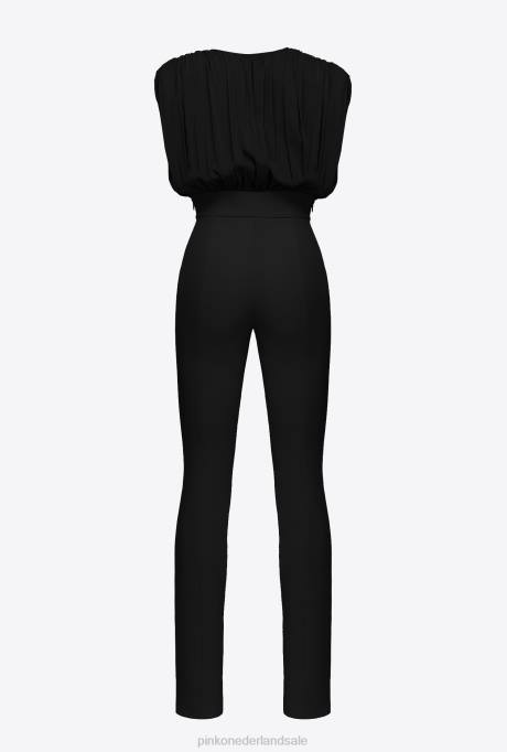 jumpsuits en tuinbroeken | L48825 jumpsuit met splitten Pinko limousine zwart