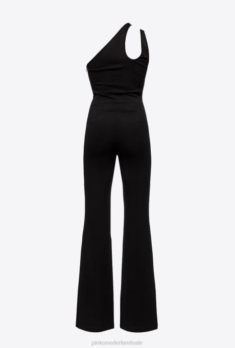jumpsuits en tuinbroeken | L48826 one-shoulder jumpsuit van technische stof Pinko limousine zwart