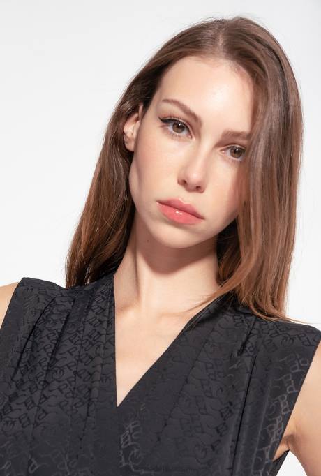 jumpsuits en tuinbroeken | L488310 ines 12 bodysuit van crêpe de chine met jacquardlogo Pinko limousine zwart