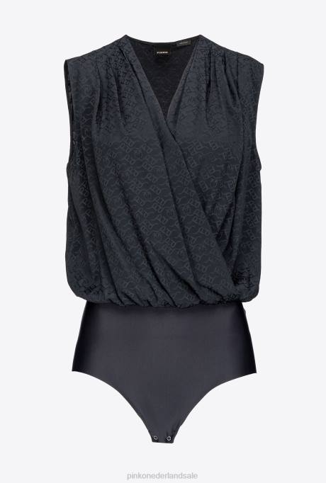 jumpsuits en tuinbroeken | L488310 ines 12 bodysuit van crêpe de chine met jacquardlogo Pinko limousine zwart