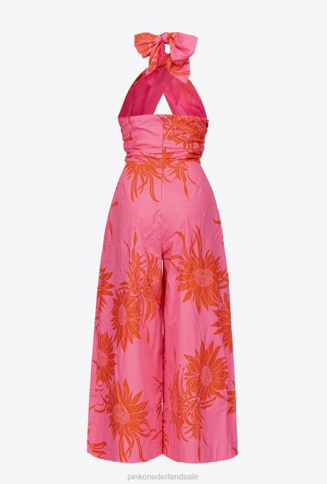 jumpsuits en tuinbroeken | L48867 jumpsuit met grote bedrukte bloemen Pinko roze/rood