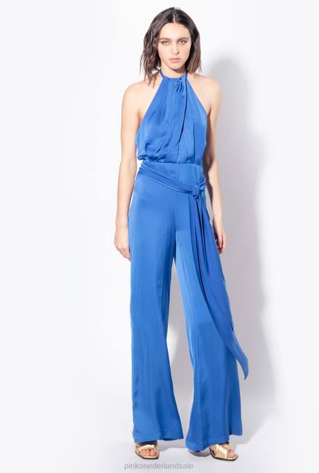jumpsuits en tuinbroeken | L4887 lichte jumpsuit met sjerp Pinko blauw