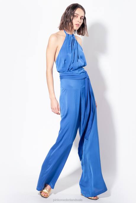 jumpsuits en tuinbroeken | L4887 lichte jumpsuit met sjerp Pinko blauw