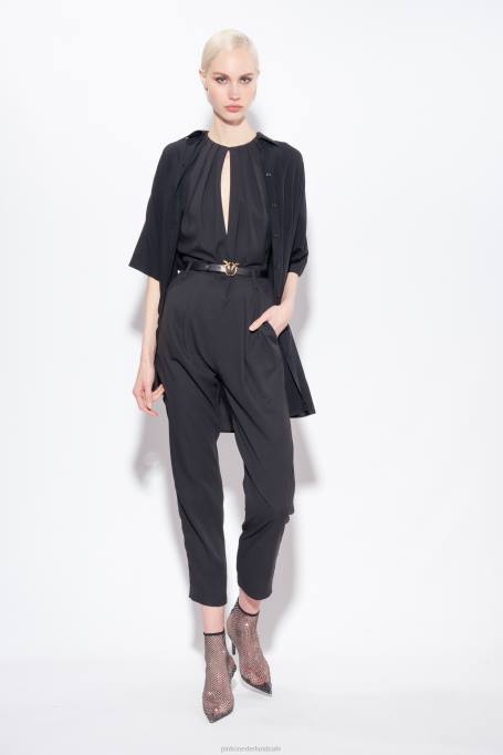 jumpsuits en tuinbroeken | L48884 jumpsuit met uitsparing aan de voorkant Pinko limousine zwart