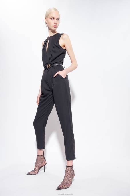 jumpsuits en tuinbroeken | L48884 jumpsuit met uitsparing aan de voorkant Pinko limousine zwart