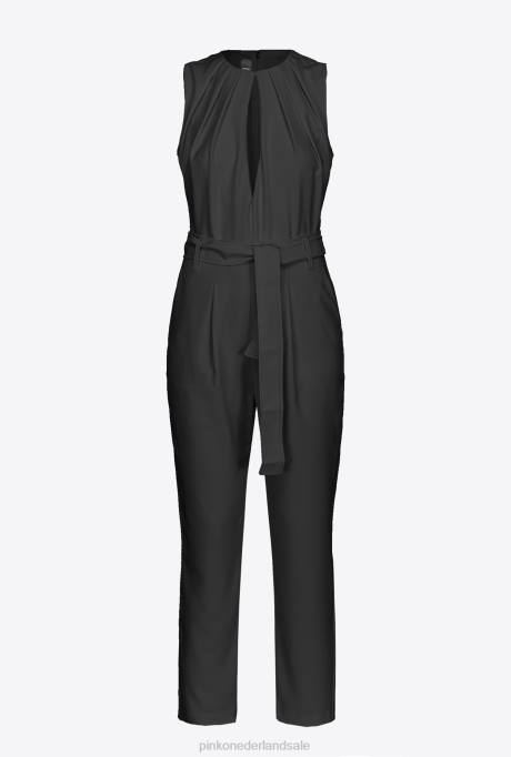 jumpsuits en tuinbroeken | L48884 jumpsuit met uitsparing aan de voorkant Pinko limousine zwart