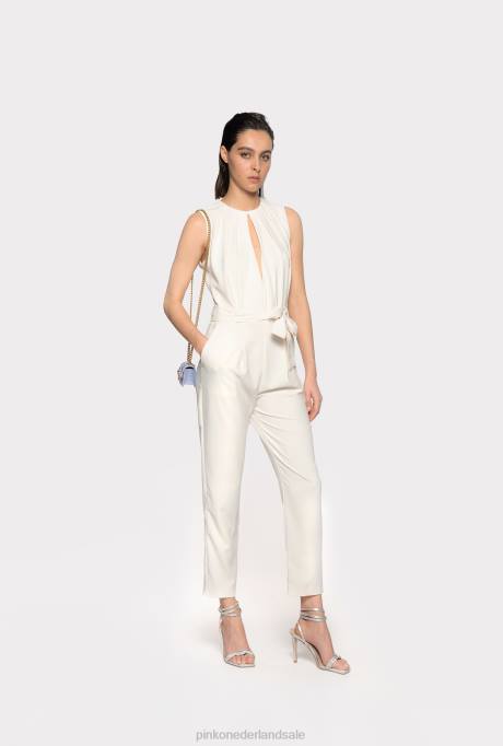 jumpsuits en tuinbroeken | L48886 jumpsuit met uitsparing aan de voorkant Pinko zijde wit