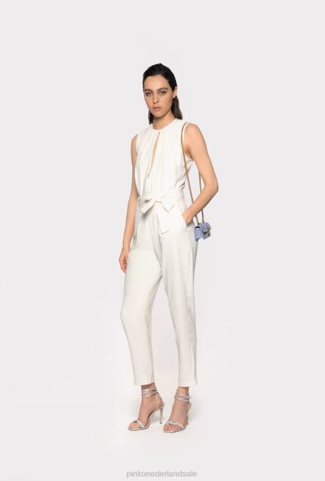 jumpsuits en tuinbroeken | L48886 jumpsuit met uitsparing aan de voorkant Pinko zijde wit
