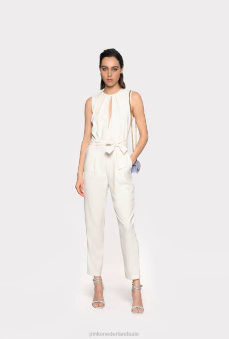 jumpsuits en tuinbroeken | L48886 jumpsuit met uitsparing aan de voorkant Pinko zijde wit