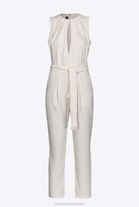 jumpsuits en tuinbroeken | L48886 jumpsuit met uitsparing aan de voorkant Pinko zijde wit