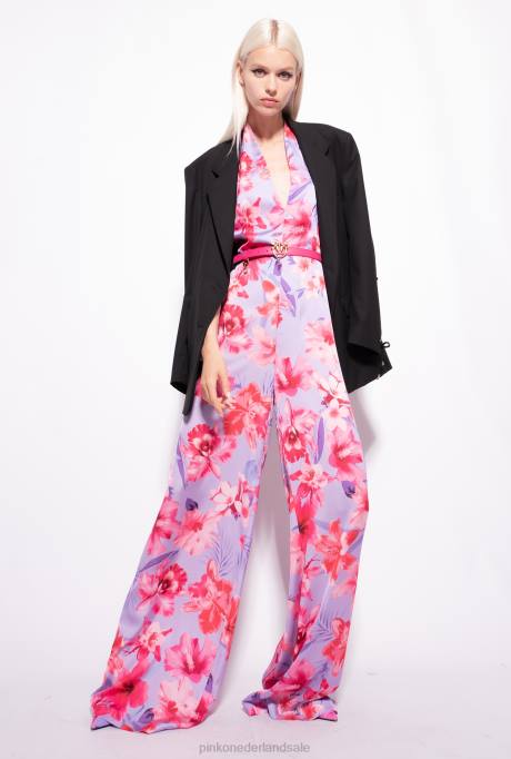 jumpsuits en tuinbroeken | L48897 Jumpsuit met bloemenprint Pinko lila/lichtroze/fuchsia