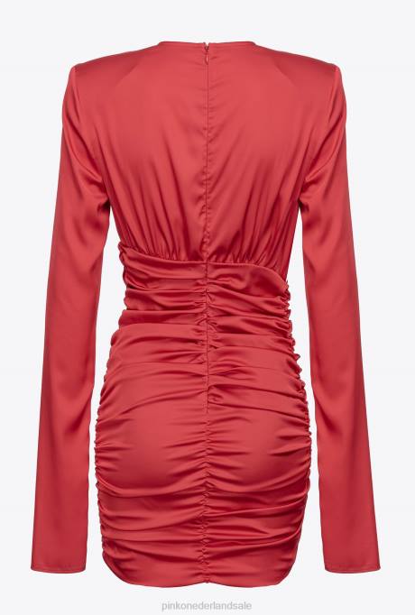 korte jurkjes | L488104 mini-jurk van stretchsatijn Pinko chili rood