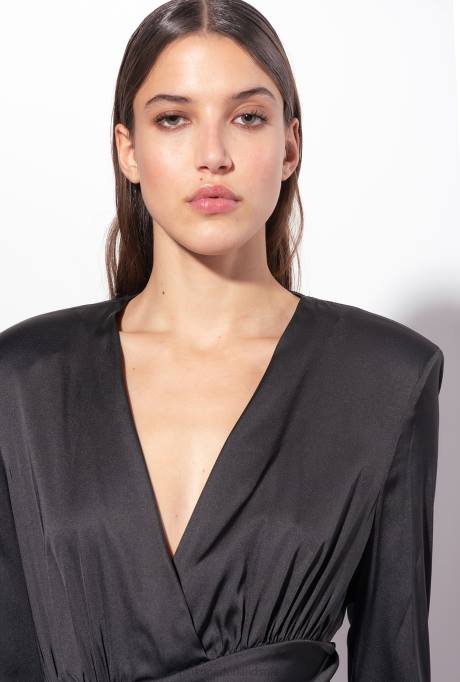 korte jurkjes | L488105 mini-jurk van stretchsatijn Pinko limousine zwart