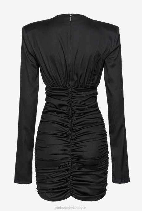 korte jurkjes | L488105 mini-jurk van stretchsatijn Pinko limousine zwart
