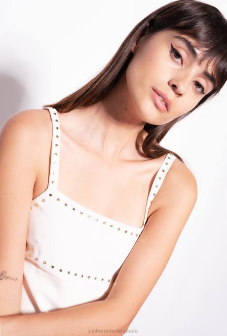 korte jurkjes | L488109 mini jurkje met studs Pinko roze rook wit