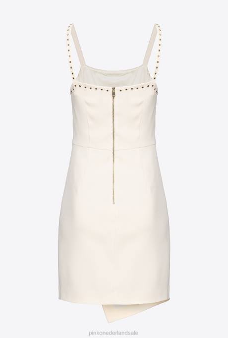 korte jurkjes | L488109 mini jurkje met studs Pinko roze rook wit