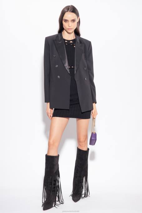 korte jurkjes | L48811 ribgebreide mini-jurk Pinko limousine zwart