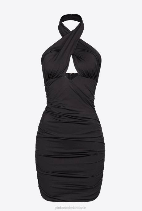 korte jurkjes | L488137 mini-wikkeljurk Pinko limousine zwart