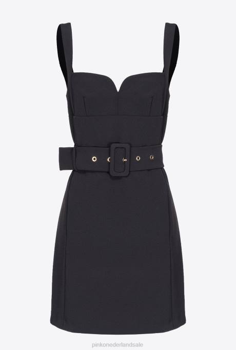 korte jurkjes | L48813 mini-jurk met riem Pinko limousine zwart