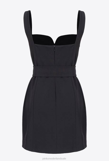 korte jurkjes | L48813 mini-jurk met riem Pinko limousine zwart