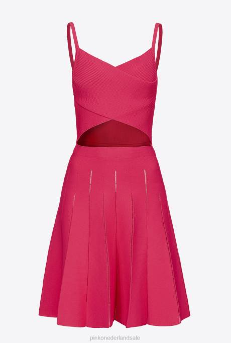 korte jurkjes | L488146 gebreide mini-jurk Pinko frambozen rood