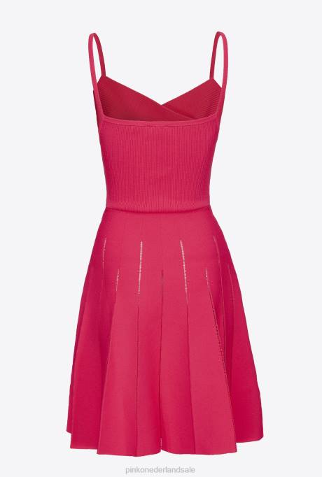 korte jurkjes | L488146 gebreide mini-jurk Pinko frambozen rood