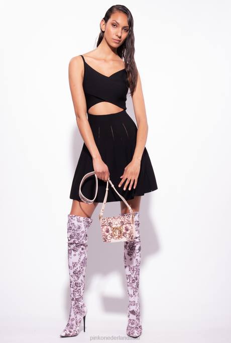 korte jurkjes | L488147 gebreide mini-jurk Pinko limousine zwart