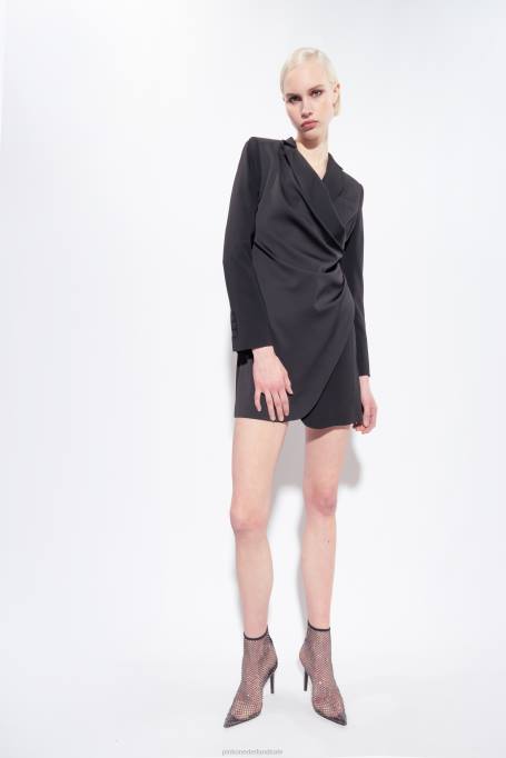 korte jurkjes | L488149 satijnen blazerjurk Pinko limousine zwart