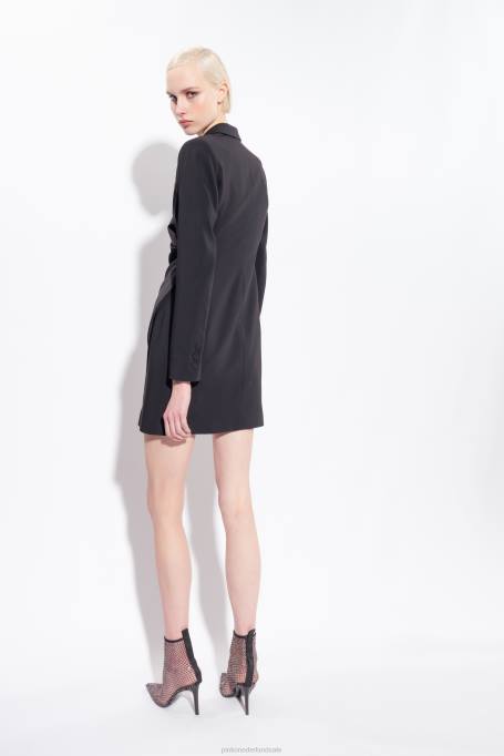 korte jurkjes | L488149 satijnen blazerjurk Pinko limousine zwart