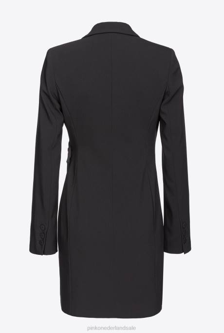 korte jurkjes | L488149 satijnen blazerjurk Pinko limousine zwart