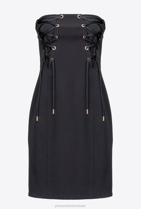 korte jurkjes | L48814 mini-jurk met vetersluiting Pinko limousine zwart