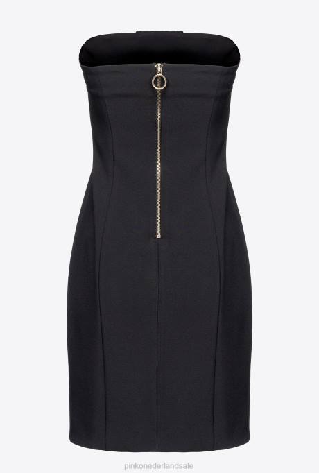 korte jurkjes | L48814 mini-jurk met vetersluiting Pinko limousine zwart