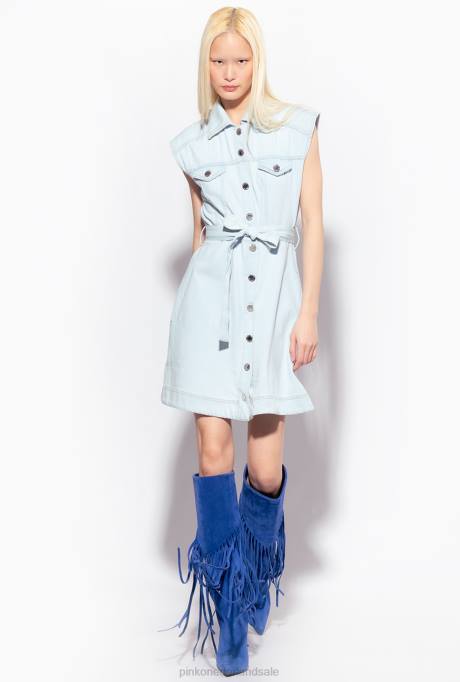 korte jurkjes | L488150 vintage lichte denim mini-jurk Pinko middellange bleekwas
