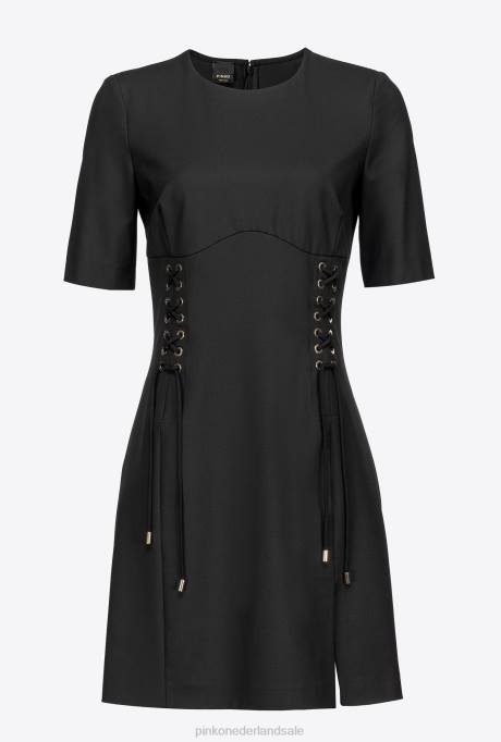korte jurkjes | L488157 korsetjurk met veters Pinko limousine zwart
